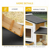 PawHut Two-Tier Wooden Rabbit Hutch with Two Runs, Slide-Out Trays & Ramp – Outdoor Guinea Pig Hutch