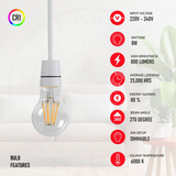 2 Pack A60 B22 Bayonet LED Filament Bulbs, 4W 450 Lumens – Dimmable Retro Glass Bulbs, Cool White 6000K