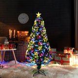 4ft Pre-Lit Fibre Optic Christmas Tree with Star Topper – 130 Branch Tips, Green