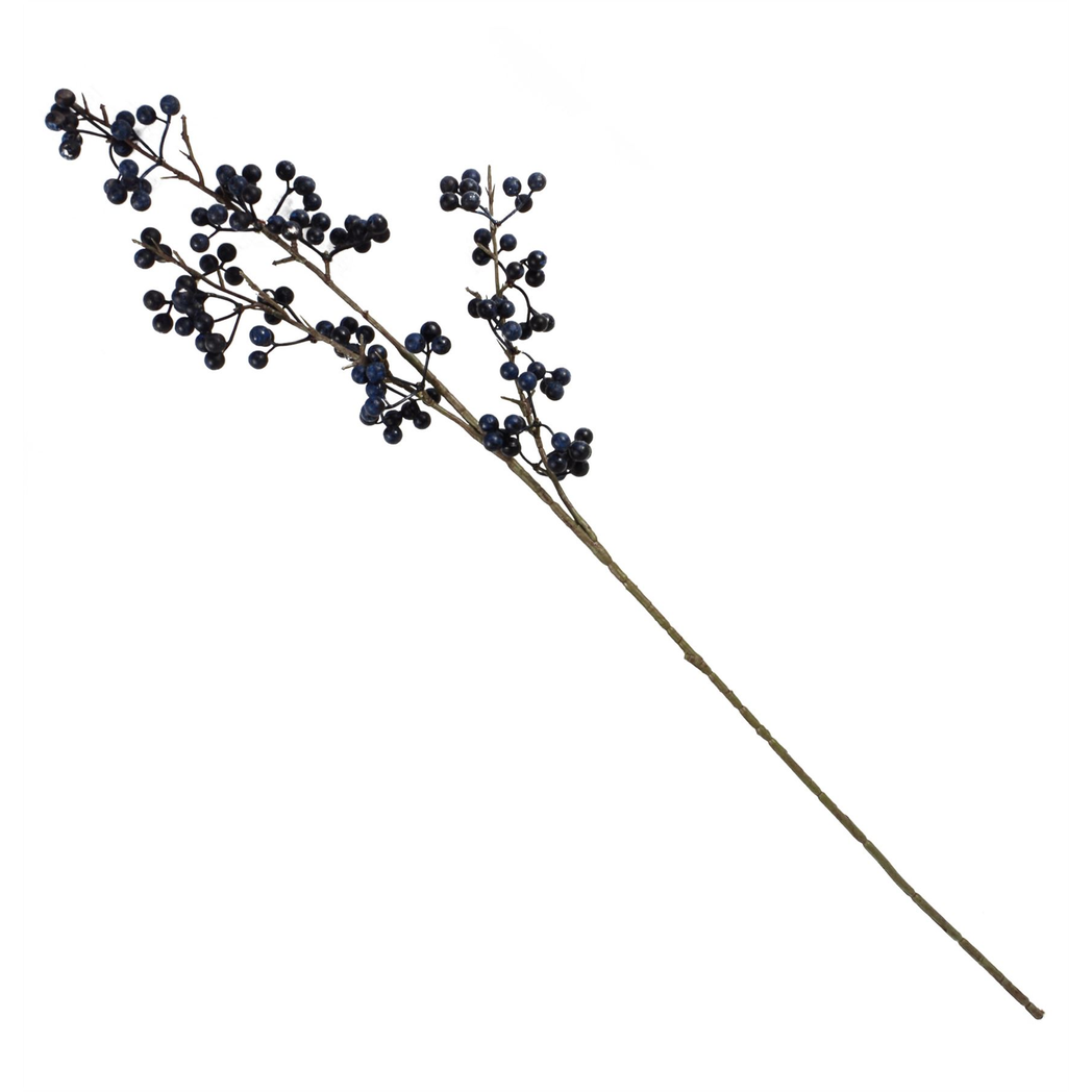Artificial Blue Christmas Berry Spray, 70cm Single Wired Stem – Festive Display Foliage