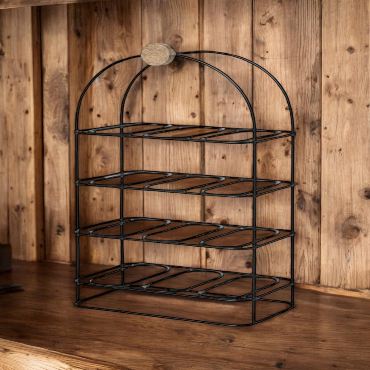 Cast Iron Freestanding Wine Rack, 25 Inch – Decorative Wine Storage for Kitchens, Dining Rooms and Bars, Black