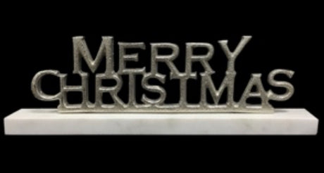 Nickel Merry Christmas sign on stand