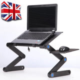 Adjustable Folding Laptop Stand Table with 360° Rotating Legs – Portable Lap Desk for Bed & Sofa, Black