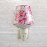Plug-In LED Night Light with Pink Floral Ceramic Body and On/Off Switch – Decorative Lighting for Hallways and Bathrooms