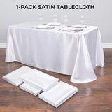 Rectangular Polyester Tablecloth with Bound Edge, 160 x 145cm – Seamless Wedding & Party Table Cover, White