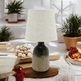 AcaciaHome Grey Two-Tone Ceramic Table Lamp with Drum Shade – 40cm Bedside & Desk Lighting