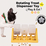 360° Rotating Puzzle Dog Bowl Slow Feeder – Interactive Treat Dispensing Pet Feeding Toy, Yellow