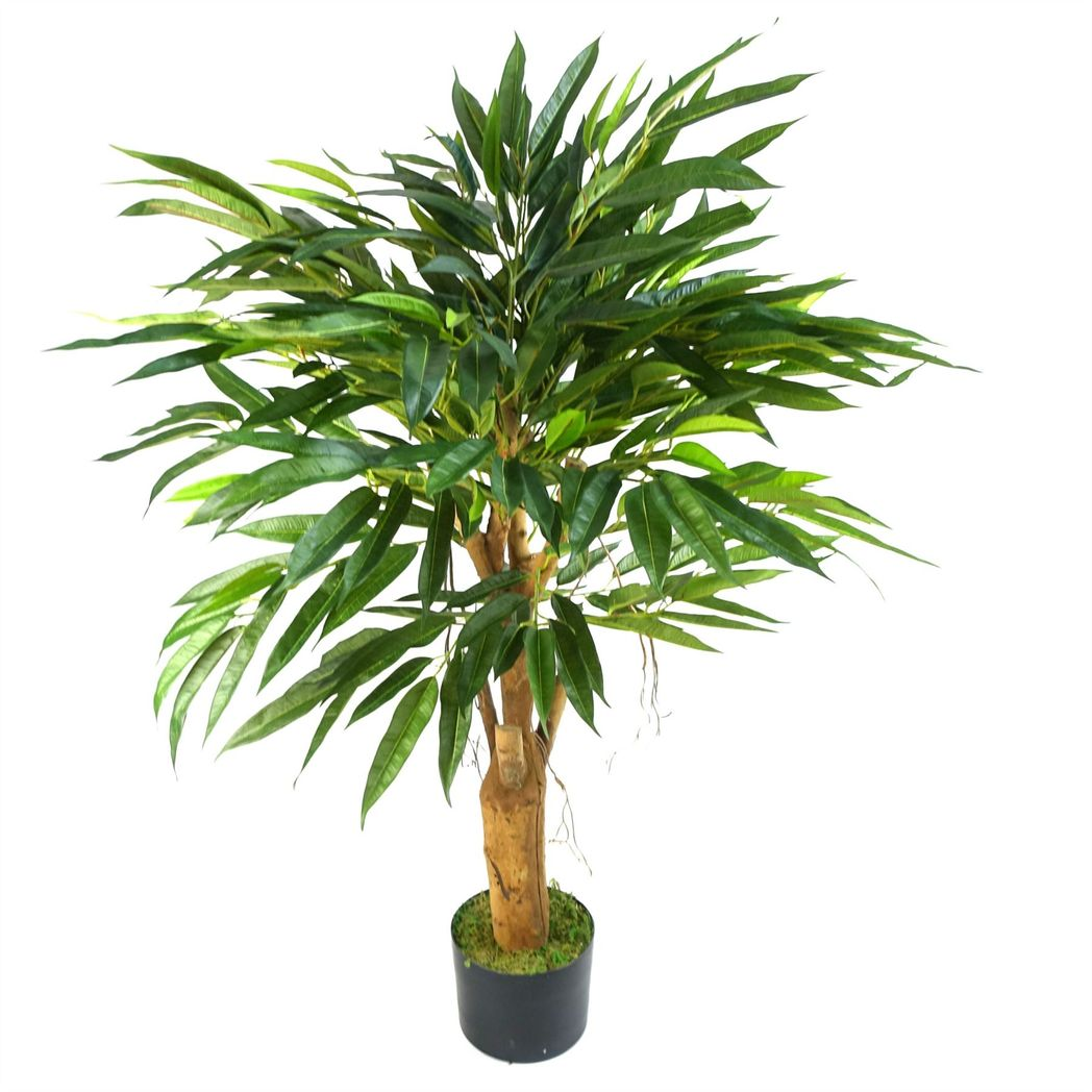 Artificial Longifolia Ficus Tree, 100cm with Natural Trunk – Realistic Silk Leaves & Hanging Vines