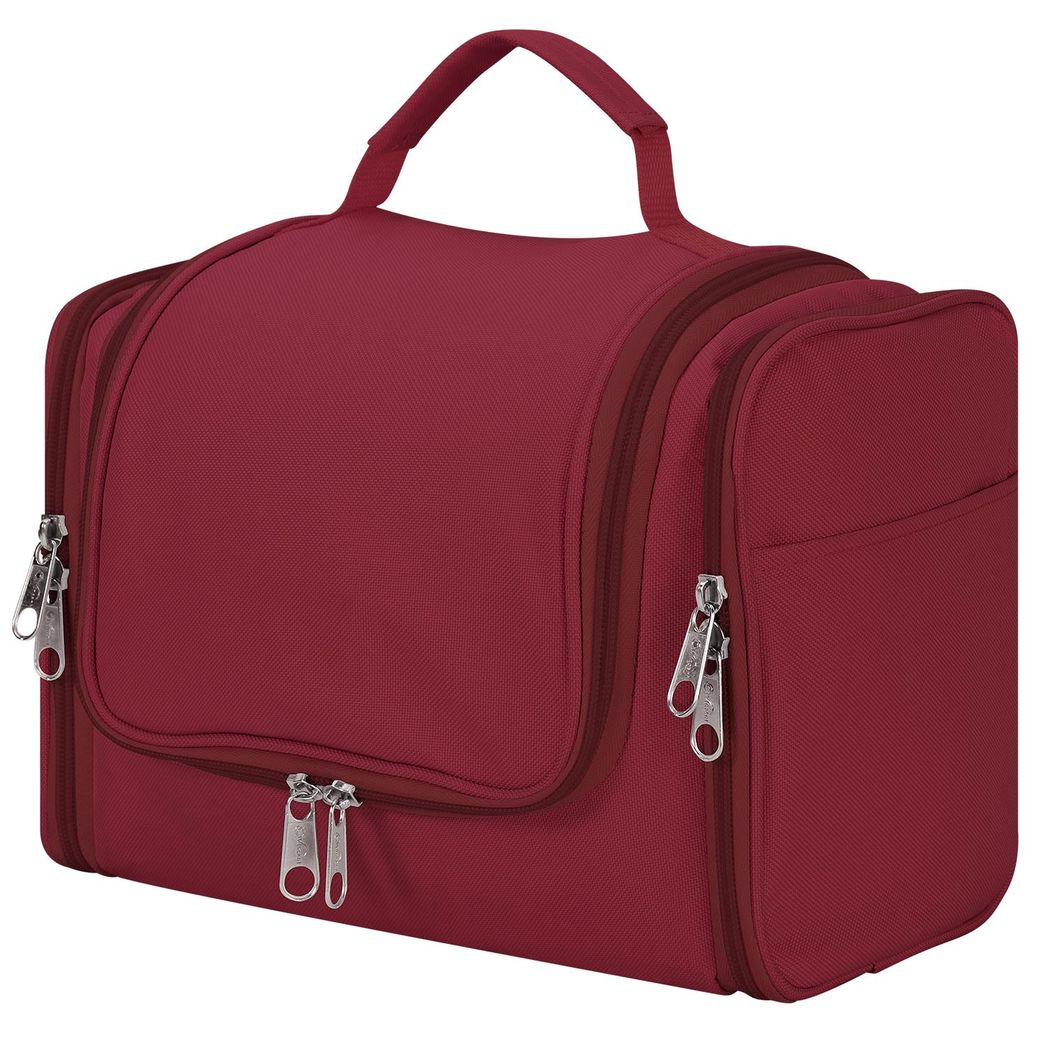Vinsani Hanging Toiletry Bag with Multiple Compartments, Hook and Zips – Waterproof Travel Wash Bag, Pink