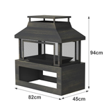 Neo Black Steel Outdoor Fire Pit Log Burner with Mesh Surround, Grate & Poker – 56cm Garden Patio Heater