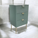 AcaciaHome Wooden 3 Drawer Chest with Solid Pine Top & Metal Handles – Compact Bedroom Storage, Green