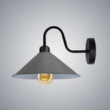 Vintage Swan Neck Wall Light with Cone Shade and E27 Socket – Dimmable Indoor Wall Sconce, Grey