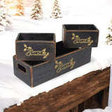 AcaciaHome Vintage Wooden Merry Christmas Storage Crate Set with Sturdy Handles – Festive Rustic Decor