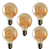 Ledsone 5-Pack E27 G95 Dimmable LED Edison Bulbs – Vintage Amber Glass Filament Lamps, 2700K Warm White