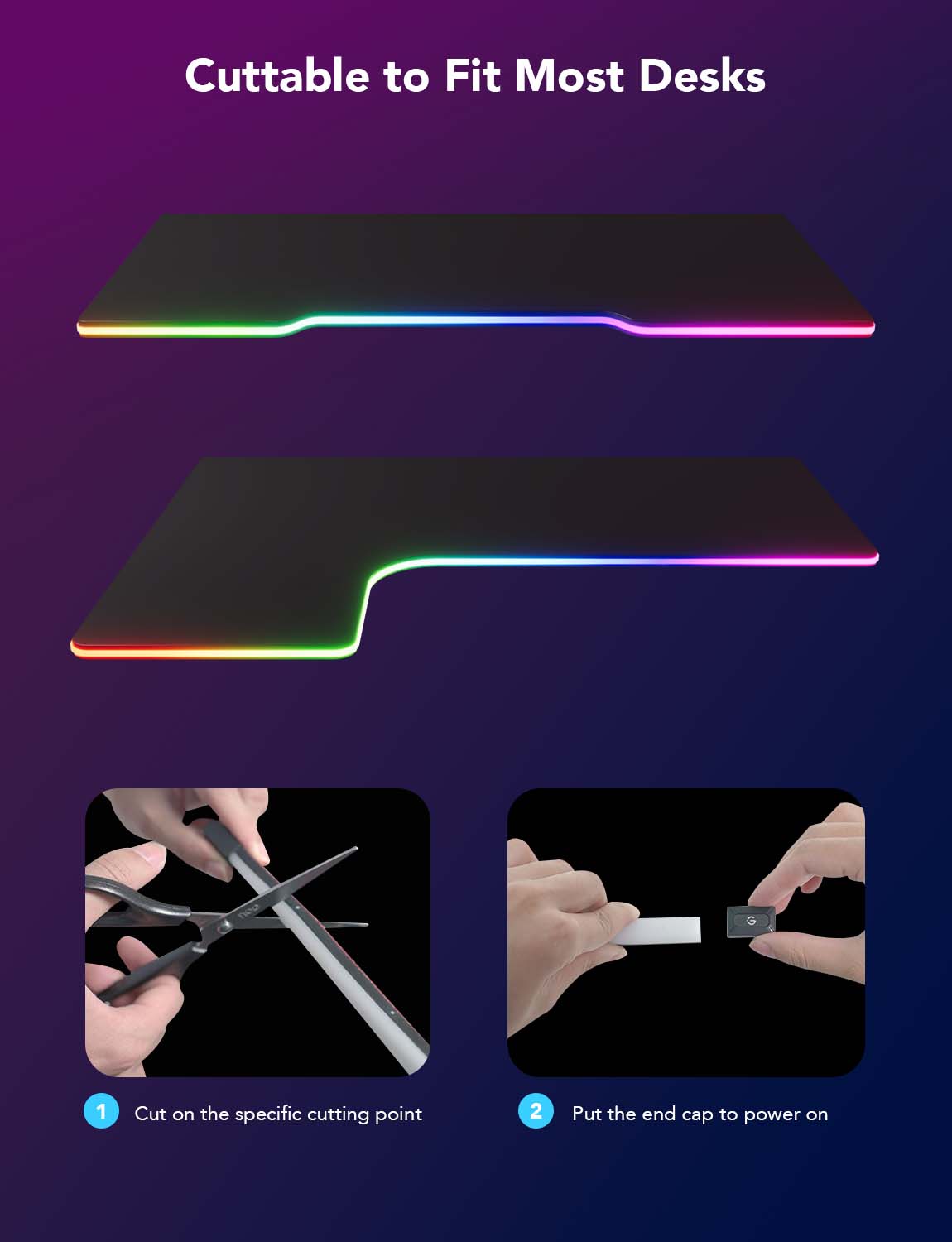 Govee Gaming Table Neon Rope Light, 3m – Segmented RGBIC Lighting with 12 Cutting Points