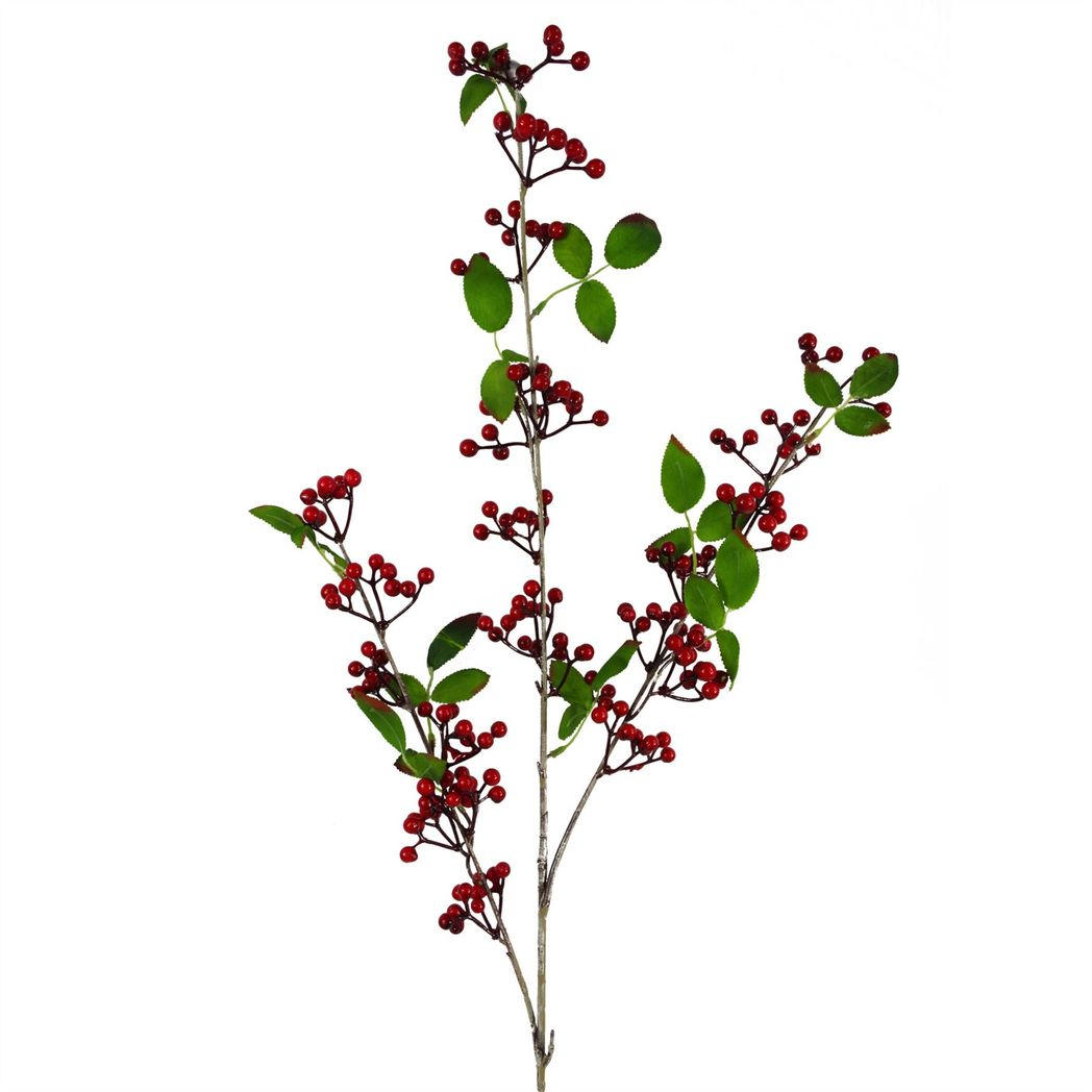 Artificial Red Christmas Berry Sprays, Bundle of 6 x 80cm Wired Stems – Realistic Festive Foliage