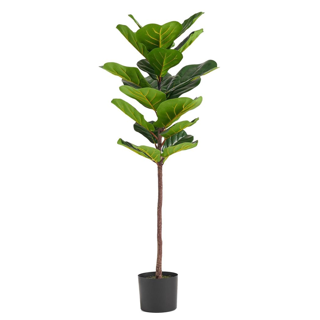 Leaf 120cm Premium Artificial Fiddle Fig Tree in Pot – Realistic Wired Stems, Low-Maintenance Indoor Greenery