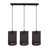 LEDSONE 3-Head Rectangle Base Natural Wicker Rattan Pendant Light, E27 – Kitchen Island & Dining Room
