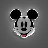 YELLOWPOP Disney Mickey Face LED Neon Sign – White Glow USB Licensed Wall Light with Acrylic Backing