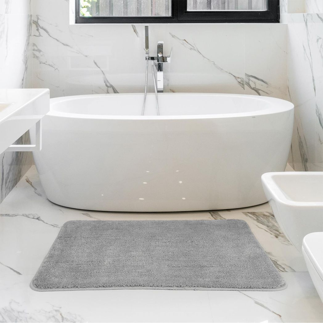 Vinsani Microfibre Bath Mat, 60 x 90cm – Ultra Soft Dense Fluffy Bathroom Mat, Light Grey