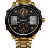 NY London Ousuo Mens Analogue-Digital Watch – Big Date, Black Dial, Gold Plated Bracelet