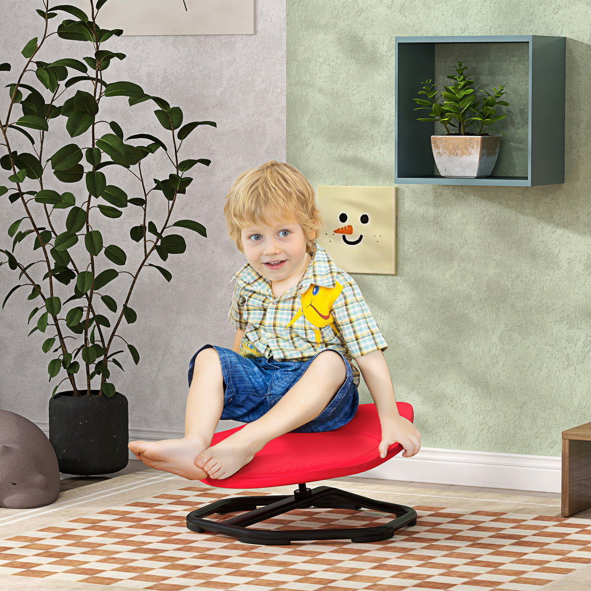 AIYAPLAY Kids Sit and Spin Sensory Chair with Multiple Spinning Modes and Non-Slip Base – Coordination & Balance, Red