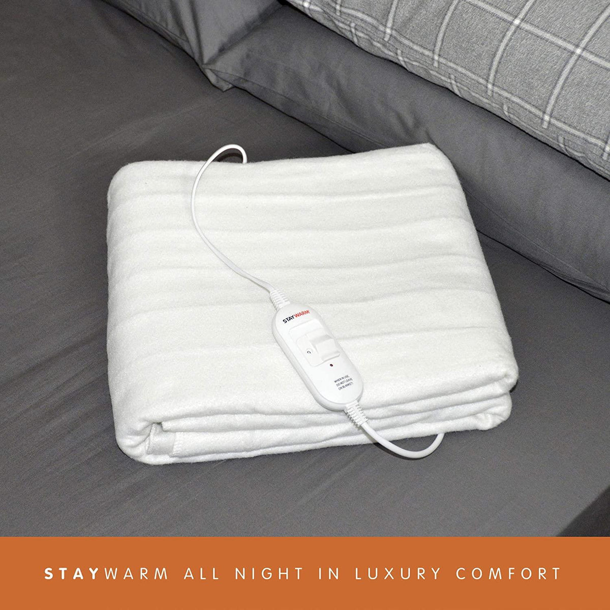 Staywarm King Size Electric Underblanket with Detachable Controller, 2 Heat Settings & Overheat Protection – 130 x 120cm