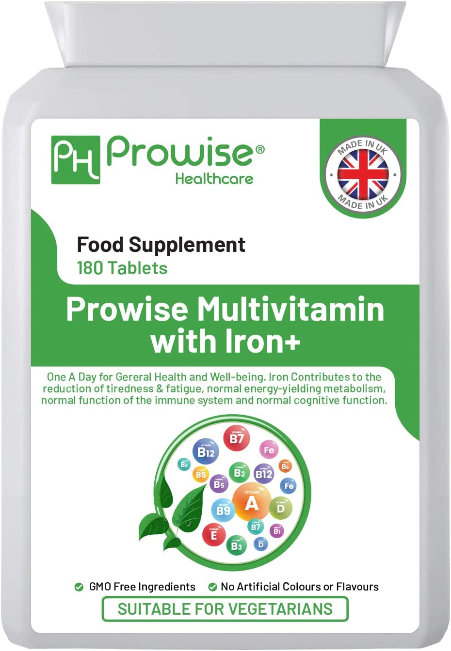 Prowise Healthcare Multivits and Iron+ Daily Multivitamin Tablets – Health Support, 180 Tabs