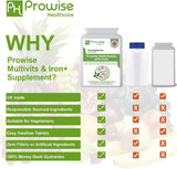 Prowise Healthcare Multivits and Iron+ Daily Multivitamin Tablets – Health Support, 180 Tabs