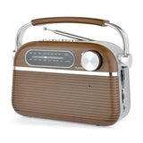 Lloytron Vintage Bluetooth Rechargeable Radio with AM/FM, USB and Micro SD MP3 Playback – Wood Effect