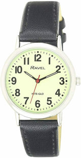 Ravel Men's Glow in the Dark Watch with Luminous Dial & Bold Numbers – Basic Quartz Watch, R.GL.03