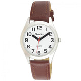 Ravel Men's Classic Watch with Super Bold Dial & Brown Faux Leather Strap – 36mm Silver Tone Case, R0125.05.1