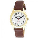 Ravel Men's Classic Watch with Super Bold Dial & Brown Faux Leather Strap – 36mm Gold Tone Case, R0125.45.1