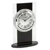 Wm. Widdop Black & Clear Glass Mantel Clock with Roman Numeral Dial & Sword Hands – Contemporary Design