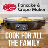 Quest 1000W Electric Pancake & Crepe Maker with Non-Stick Plate & Adjustable Temperature Control