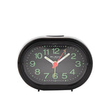 Wm. Widdop Oval Alarm Clock with Beep Alarm & Luminous Dial – Classic Bedside Clock, Black