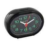 Wm. Widdop Oval Alarm Clock with Beep Alarm & Luminous Dial – Classic Bedside Clock, Black