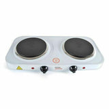 Kitchen Perfected Double Hot Plate 2000W with Variable Heat & Overheat Protection – Cast Iron, White