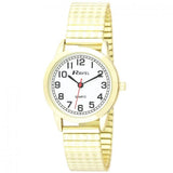 Ravel Ladies Bold Number Watch, White Dial, Gold Expander Bracelet, 27mm