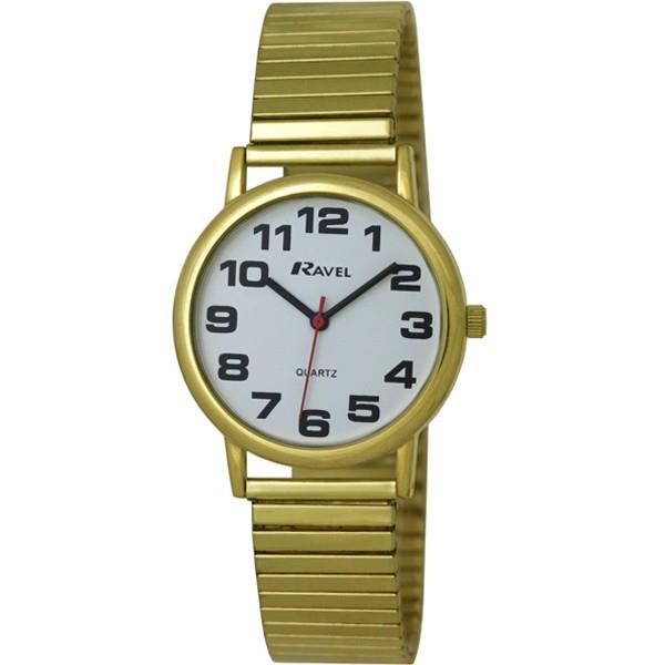 Ravel Gents Gilt Expander Strap Watch – Classic Analogue Dress Watch, Model R0208.01.1S