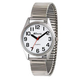 Ravel Men's Bold Easy Read Expander Bracelet Watch – Silver Tone