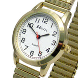 Ravel Ladies Super Bold Easy Read Watch, White Dial, Gold Expander Bracelet – R0232.02.2