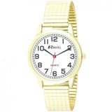 Ravel Men's Bold Number Expander Bracelet Watch – White Dial, Gold Tone (R0232.12.1)