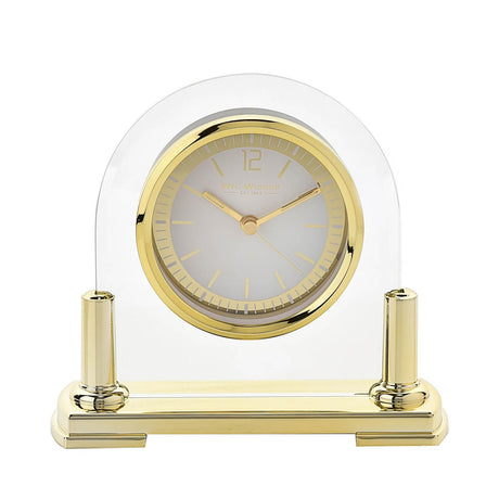 Widdop glass mantel clock with gold stand