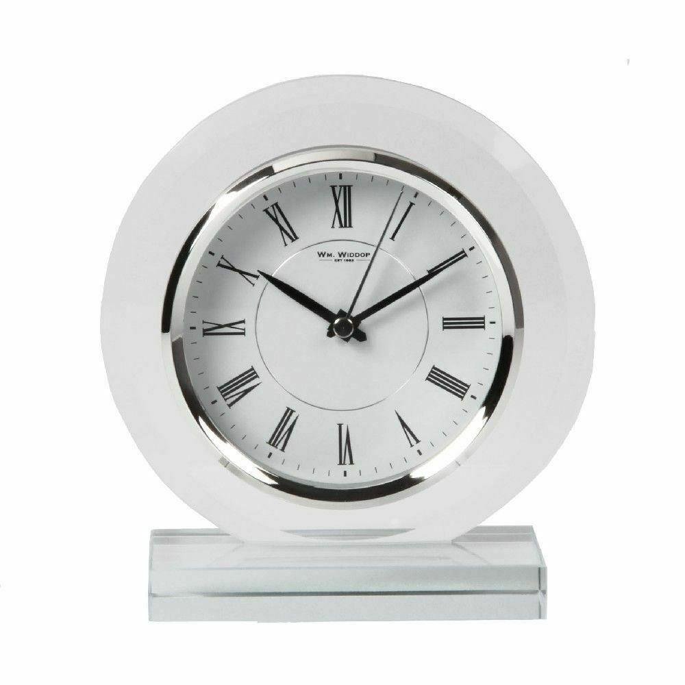 Widdop round glass mantel clock