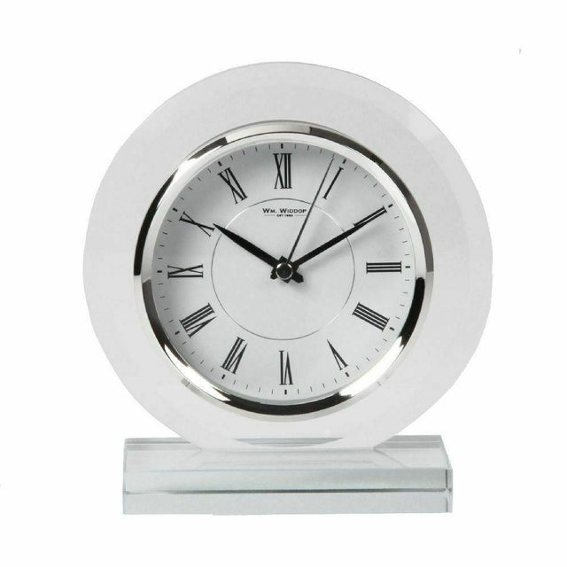 Widdop round glass mantel clock