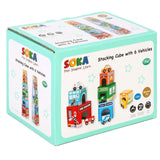 SOKA Stacking Cube Toy with 6 Vehicles – Stacker Tower for Emergency Cars and Role Play