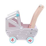 SOKA Wooden Doll's Pram with Bedding – Classic Role Play Toy for Ages 3+