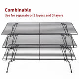 Vinsani 3 Tier Collapsible Cooling Rack – Non-Stick High-Carbon Steel Stackable Baking & Drying Rack