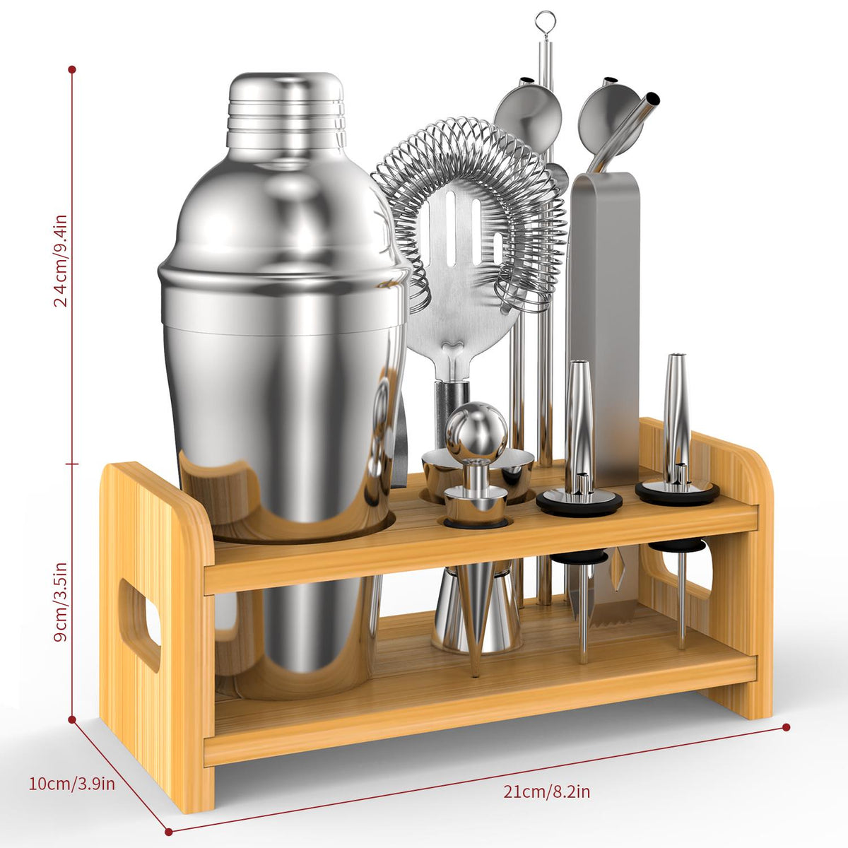 Vinsani 15-Piece Cocktail Set – Cocktail Shaker and Bar Tools for Home Bartending